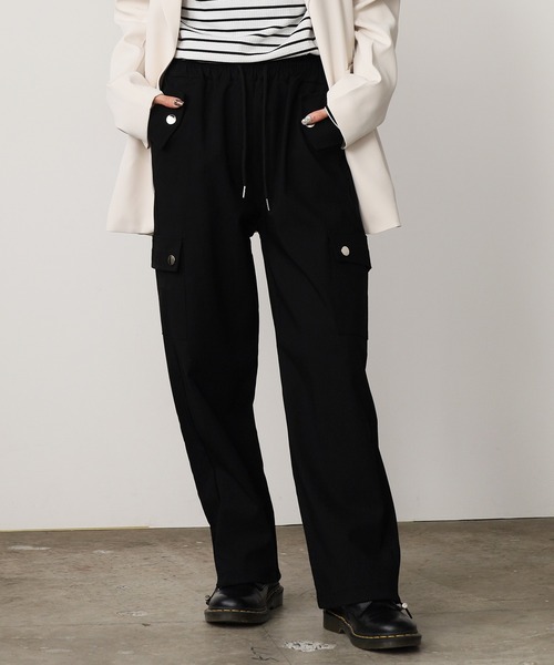ROOPTOKYO（ループトウキョウ）の「ワイドシルエット カーゴパンツ 【ドローコード付き】（カーゴパンツ・レディース・グレー/カーキ/ブラック・FREE）」の5枚目の写真