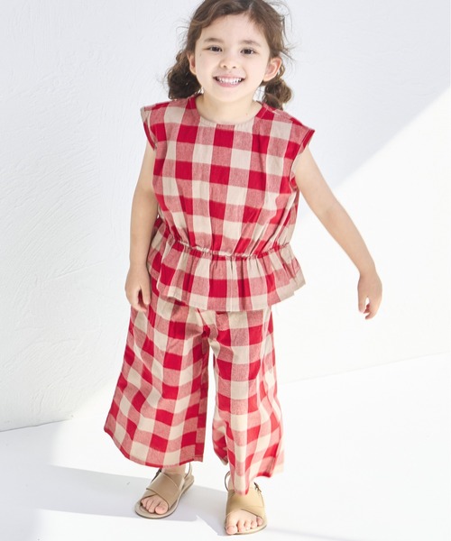 pairmanon（ペアマノン）の「【リンクコーデ】ペプラムブラウス 7分丈パンツ ガールズセットアップ（セットアップ・キッズ・イエロー系その他/ブラック系その他/ホワイト系その他/レッド系その他/ベージュ/パープル/グリーン系その他/ベージュ系その他/ホワイト系その他2・120/150/110/90/100/130/140）」の9枚目の写真