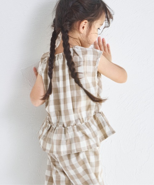 pairmanon（ペアマノン）の「【リンクコーデ】ペプラムブラウス 7分丈パンツ ガールズセットアップ（セットアップ・キッズ・イエロー系その他/ブラック系その他/ホワイト系その他/レッド系その他/ベージュ/パープル/グリーン系その他/ベージュ系その他/ホワイト系その他2・120/150/110/90/100/130/140）」の21枚目の写真