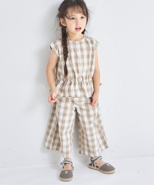 pairmanon（ペアマノン）の「【リンクコーデ】ペプラムブラウス 7分丈パンツ ガールズセットアップ（セットアップ・キッズ・イエロー系その他/ブラック系その他/ホワイト系その他/レッド系その他/ベージュ/パープル/グリーン系その他/ベージュ系その他/ホワイト系その他2・120/150/110/90/100/130/140）」の22枚目の写真