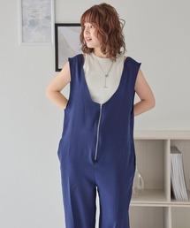LinoU.（リノユー）の「ジップアップVネックオーバーオール（つなぎ/オールインワン）」