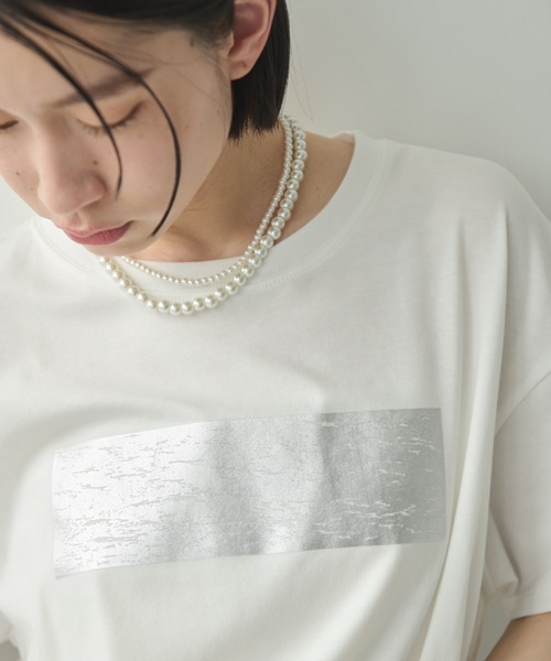 Shelly island(シェリーアイランド)の「箔プリントTシャツ(Tシャツ/カットソー・レディース・シルバー/ゴールド・FREE)」の19枚目の写真