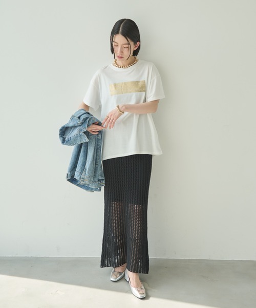Shelly island(シェリーアイランド)の「箔プリントTシャツ(Tシャツ/カットソー・レディース・シルバー/ゴールド・FREE)」の11枚目の写真