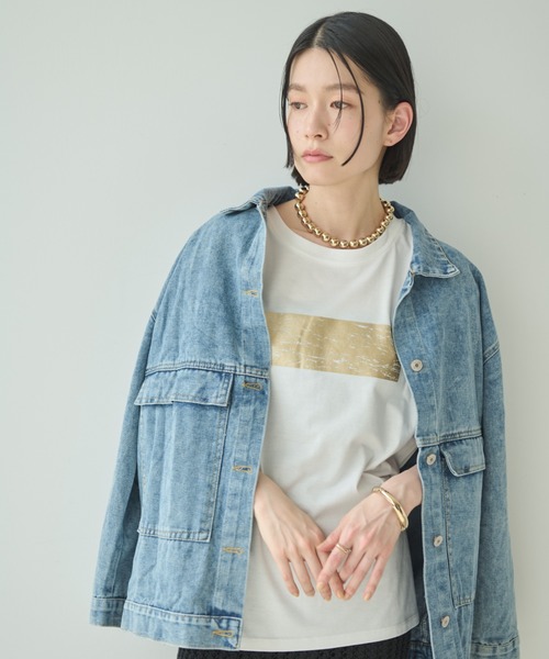 Shelly island(シェリーアイランド)の「箔プリントTシャツ(Tシャツ/カットソー・レディース・シルバー/ゴールド・FREE)」の8枚目の写真