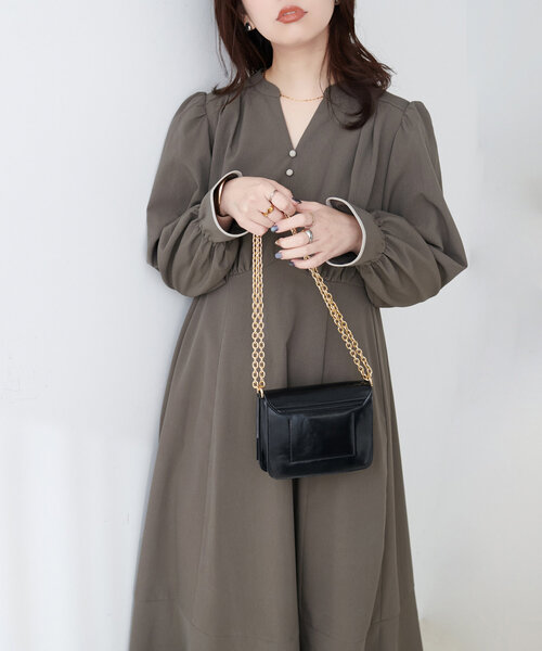 配色くるみ釦ワンピース（ワンピース）｜natural couture（ナチュラルクチュール）