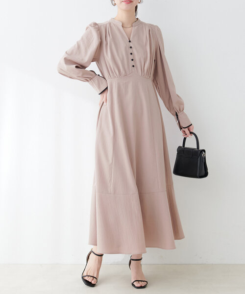 配色くるみ釦ワンピース（ワンピース）｜natural couture（ナチュラルクチュール）
