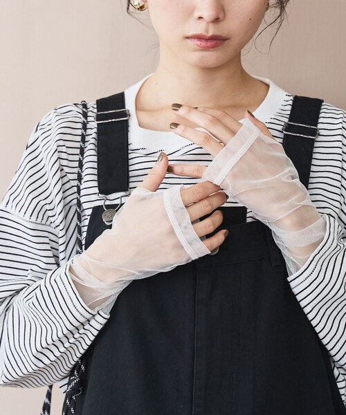 coen(コーエン)の「【再入荷・新色登場】袖チュール切替ロングスリーブTシャツ(インフルエンサー紹介アイテム)(Tシャツ/カットソー・レディース・ダークグレー/その他1/オフホワイト/ライトピンク/ブラック/クリーム/ベージュ/その他2・FREE)」の7枚目の写真