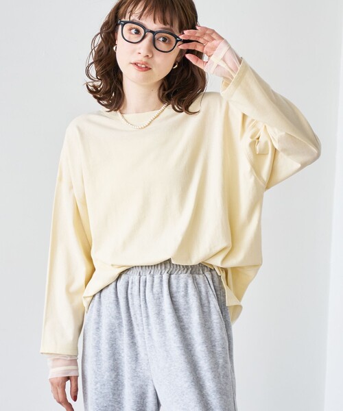 coen(コーエン)の「【再入荷・新色登場】袖チュール切替ロングスリーブTシャツ(インフルエンサー紹介アイテム)(Tシャツ/カットソー・レディース・ダークグレー/その他1/オフホワイト/ライトピンク/ブラック/クリーム/ベージュ/その他2・FREE)」の20枚目の写真