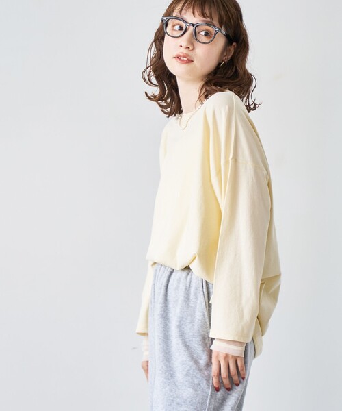 coen(コーエン)の「【再入荷・新色登場】袖チュール切替ロングスリーブTシャツ(インフルエンサー紹介アイテム)(Tシャツ/カットソー・レディース・ダークグレー/その他1/オフホワイト/ライトピンク/ブラック/クリーム/ベージュ/その他2・FREE)」の21枚目の写真