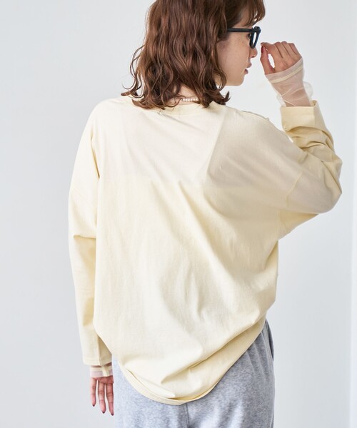 coen(コーエン)の「【再入荷・新色登場】袖チュール切替ロングスリーブTシャツ(インフルエンサー紹介アイテム)(Tシャツ/カットソー・レディース・ダークグレー/その他1/オフホワイト/ライトピンク/ブラック/クリーム/ベージュ/その他2・FREE)」の22枚目の写真