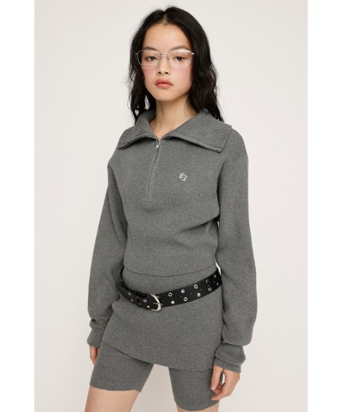 SLY(スライ)の「LAYERED KNIT S/PT レイヤード ニット ショートパンツ(スラックス・レディース・ブラック/杢グレー・FREE)」の14枚目の写真