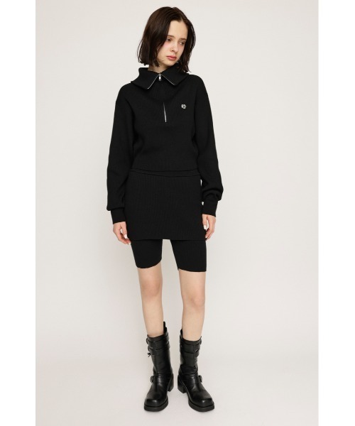 SLY(スライ)の「LAYERED KNIT S/PT レイヤード ニット ショートパンツ(スラックス・レディース・ブラック/杢グレー・FREE)」の11枚目の写真