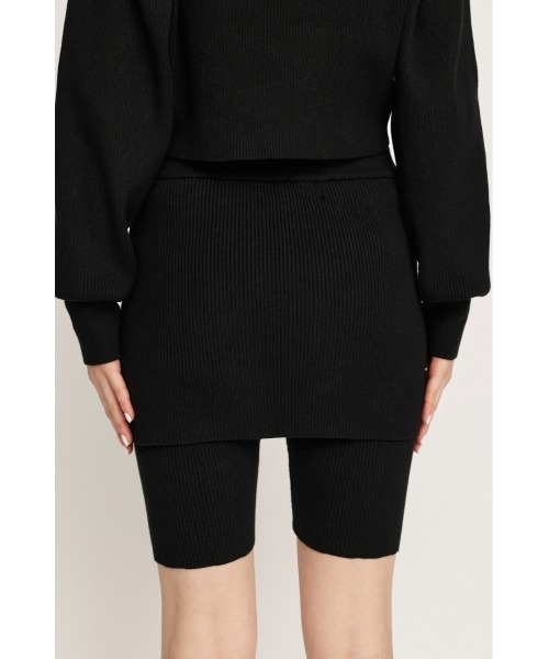 SLY(スライ)の「LAYERED KNIT S/PT レイヤード ニット ショートパンツ(スラックス・レディース・ブラック/杢グレー・FREE)」の7枚目の写真