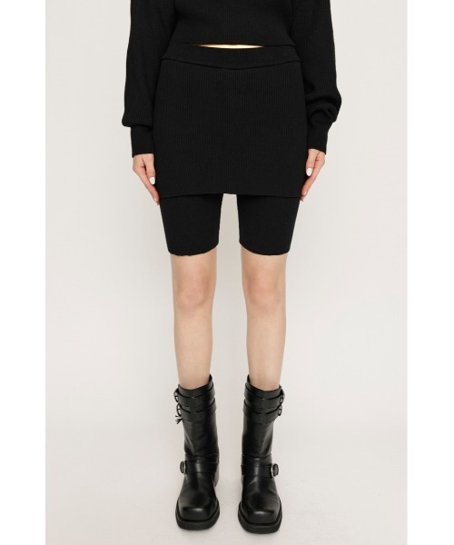SLY(スライ)の「LAYERED KNIT S/PT レイヤード ニット ショートパンツ(スラックス・レディース・ブラック/杢グレー・FREE)」の4枚目の写真