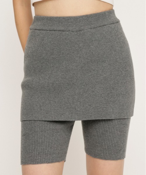 SLY(スライ)の「LAYERED KNIT S/PT レイヤード ニット ショートパンツ(スラックス・レディース・ブラック/杢グレー・FREE)」の12枚目の写真