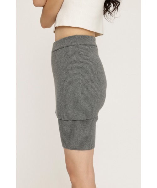 SLY(スライ)の「LAYERED KNIT S/PT レイヤード ニット ショートパンツ(スラックス・レディース・ブラック/杢グレー・FREE)」の16枚目の写真