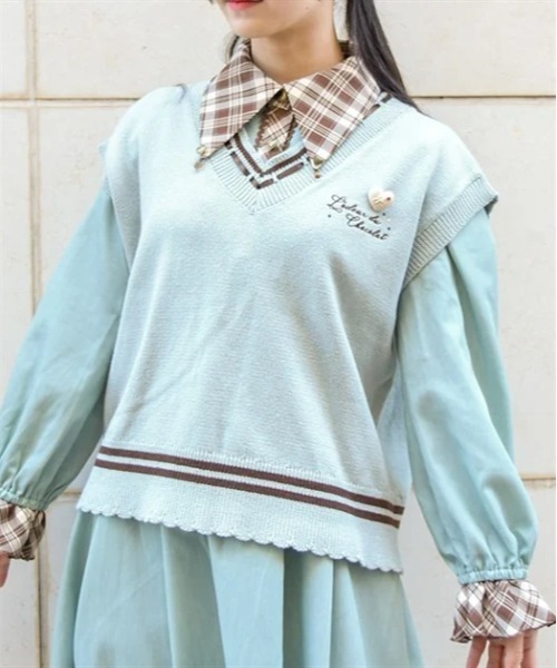 axes femme(アクシーズファム)の「デリスショコラニットベスト(ニット/セーター・レディース・ピンク/キナリ/ミント・FREE)」の3枚目の写真