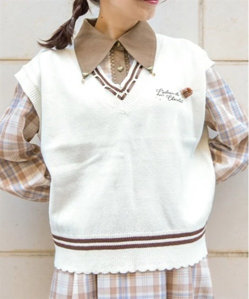 axes femme(アクシーズファム)の「デリスショコラニットベスト(ニット/セーター・レディース・ピンク/キナリ/ミント・FREE)」の4枚目の写真