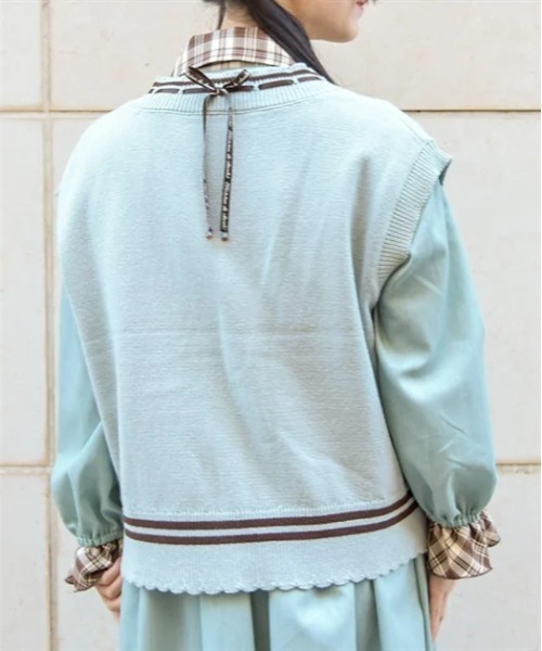 axes femme(アクシーズファム)の「デリスショコラニットベスト(ニット/セーター・レディース・ピンク/キナリ/ミント・FREE)」の6枚目の写真