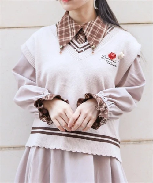 axes femme(アクシーズファム)の「デリスショコラニットベスト(ニット/セーター・レディース・ピンク/キナリ/ミント・FREE)」の14枚目の写真