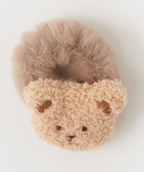 ★売り切れ★No75★もこもこシュシュ★ Fluffy Chou-Chou with Fluffy Bear / もこもこクマ付き