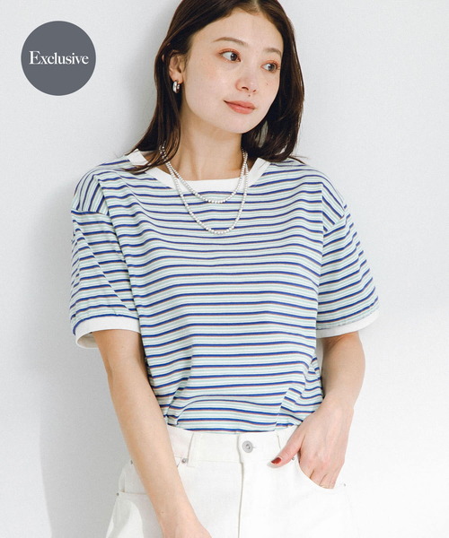 STAR&STRIPE（スターアンドストライプ）の「『別注』STAR&STRIPE×Sonny Label　マルチボーダーTシャツ（Tシャツ/カットソー・レディース・ブルー系その他/ブラック系その他/グリーン系その他・FREE）」の3枚目の写真