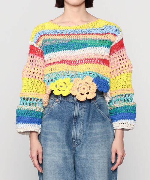 Bshop(ビショップ)の「A MENDA | フラワーモチーフ クロシェニット WOMEN(ニット/セーター・レディース・A・ONE)」の6枚目の写真