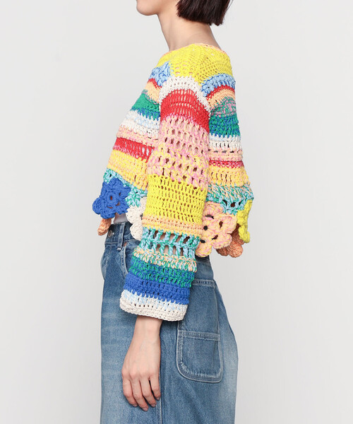 ニット セーター A MENDA | フラワーモチーフ クロシェニット WOMEN レディース Bshop｜A MENDA | フラワーモチーフ クロシェニット WOMEN