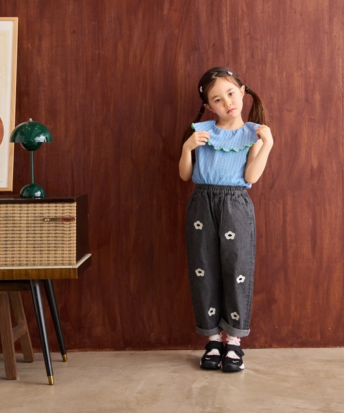 MARKEY'S（マーキーズ）の「おはないっぱいデニムパンツ（デニムパンツ・キッズ・ブラック/ライトブルー・120/110/80/100/90/150/140/130）」の9枚目の写真