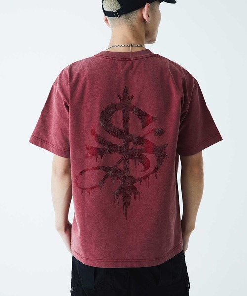 SUPPLIER（サプライヤー）の「Tシャツ｜Vintage Wash Melt Cross Rhinestone Tee｜SUPPLIER（Tシャツ/カットソー・メンズ・ブラック/ベージュ/レッド・MEDIUM/SMALL/LARGE/XX-LARGE/X-LARGE）」の3枚目の写真