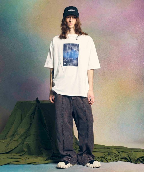 PLEASURES ドライブ グラフィック クルーネック Tシャツ 関税込 イカクドローイング｜ピグメントビッグシルエットTシャツ｜ユニ