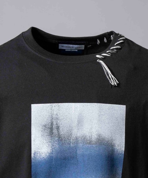 UNISEX》Abstract Hand-Printed Oversized Stitched Crew Neck T