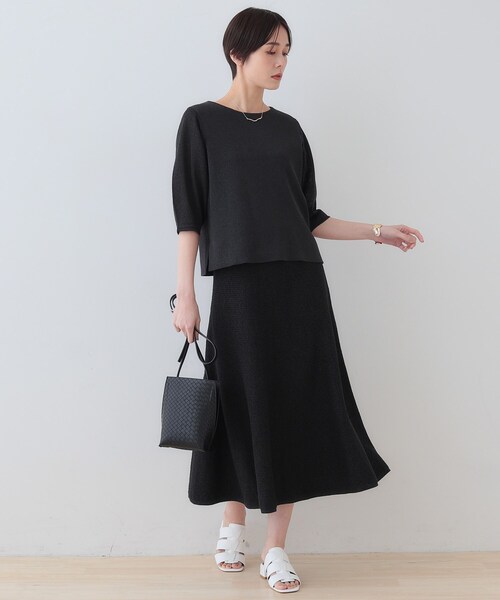 INDIVI（インディヴィ）の「【洗える／和紙混素材／SETUP可能】フレアスカート（スカート・レディース・チャコールグレー/ナチュラル/グリーン系・40/38/36/05/15 /13/19）」の17枚目の写真