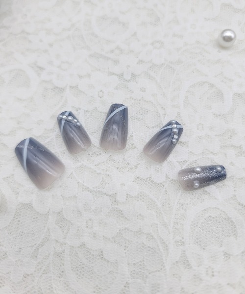 Lace Ladies(レースレディース)の「パール ラメ バレリーナ ネイルチップ セット(ネイルシール/ネイルチップ・レディース・グレー・FREE)」の5枚目の写真