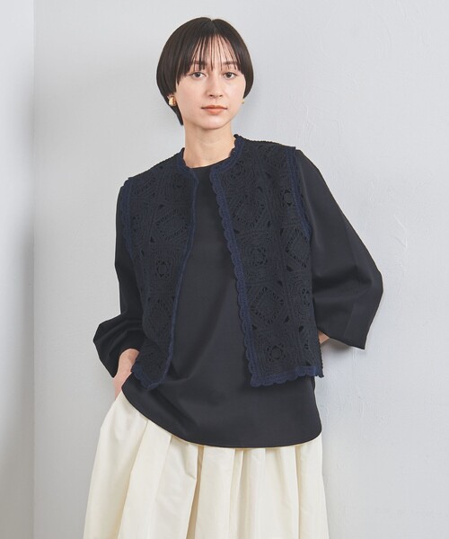 セール】クロッシー エンブロイダリー ニットベスト（ベスト