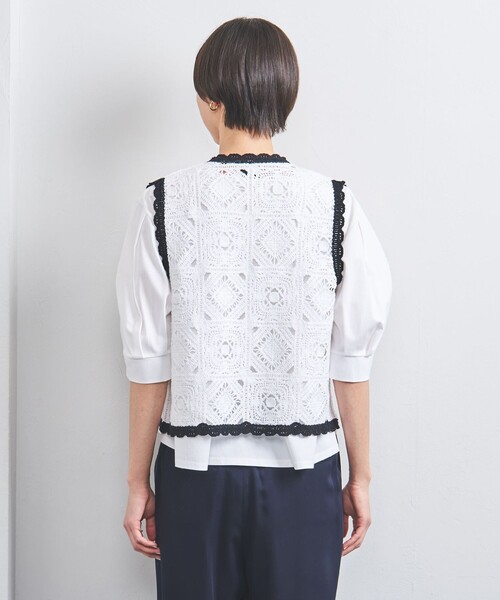 セール】クロッシー エンブロイダリー ニットベスト（ベスト