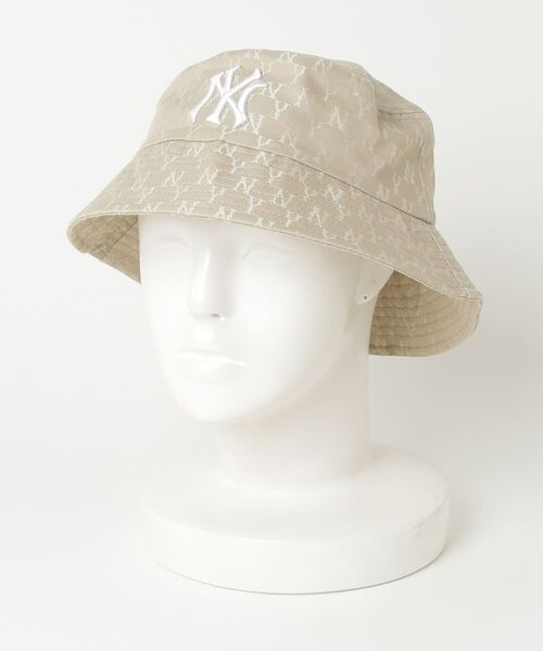 MLB(メジャーリーグベースボール)の「【MLB】 日本未発売モデル MLB korea エムエルビー コリア 総柄 モノグラム バケットハット 刺繍 / 32CPHE111(ハット・レディース・ブラック/ベージュ・FREE)」の3枚目の写真