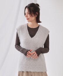 OPAQUE.CLIP | 《andGIRL掲載》ラメシャギーニットベスト【洗濯機洗い可/抗ピル】(ベスト)