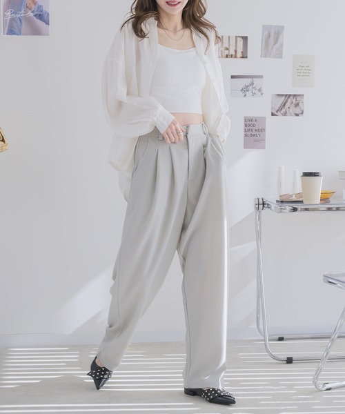 RU.TI.LE(ルチル)の「【RU.TI.LE】カットジョーゼットタックワイドパンツ(その他パンツ・レディース・ライトグレー/ブラック/グレー・MEDIUM/LARGE)」の21枚目の写真
