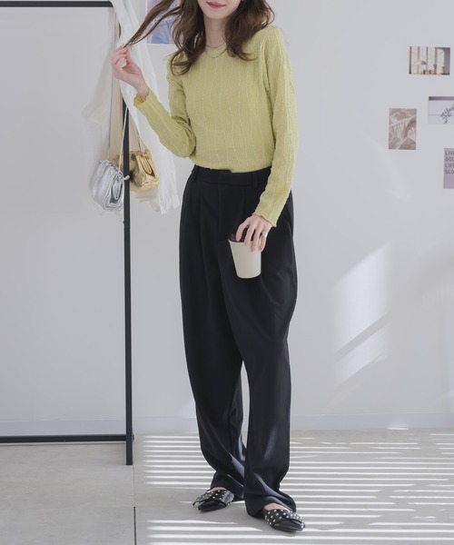 RU.TI.LE(ルチル)の「【RU.TI.LE】カットジョーゼットタックワイドパンツ(その他パンツ・レディース・ライトグレー/ブラック/グレー・MEDIUM/LARGE)」の11枚目の写真