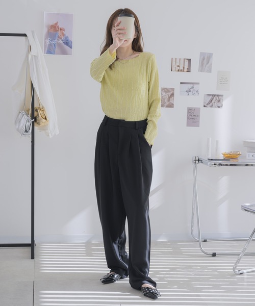 RU.TI.LE(ルチル)の「【RU.TI.LE】カットジョーゼットタックワイドパンツ(その他パンツ・レディース・ライトグレー/ブラック/グレー・MEDIUM/LARGE)」の10枚目の写真