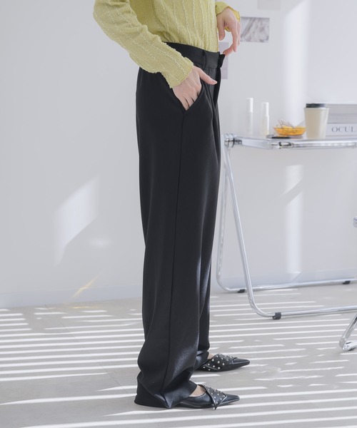 RU.TI.LE(ルチル)の「【RU.TI.LE】カットジョーゼットタックワイドパンツ(その他パンツ・レディース・ライトグレー/ブラック/グレー・MEDIUM/LARGE)」の5枚目の写真