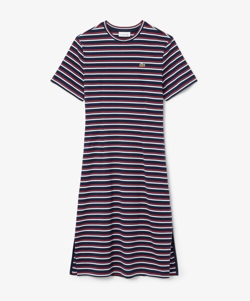 LACOSTE（ラコステ）の「バイカラーボーダーTシャツドレス / フレアワンピース（ワンピース・レディース・ネイビー・40/38/36/34）」の4枚目の写真