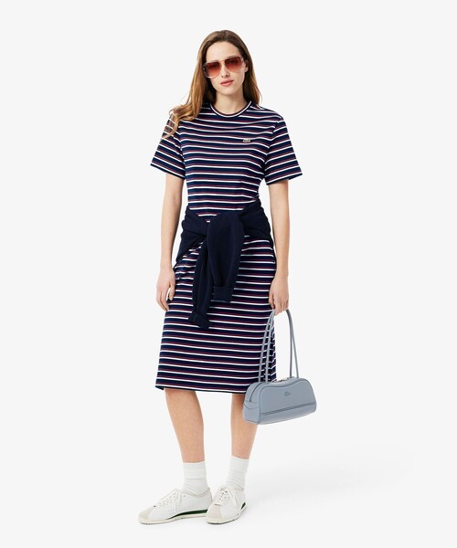 LACOSTE（ラコステ）の「バイカラーボーダーTシャツドレス / フレアワンピース（ワンピース・レディース・ネイビー・40/38/36/34）」の7枚目の写真