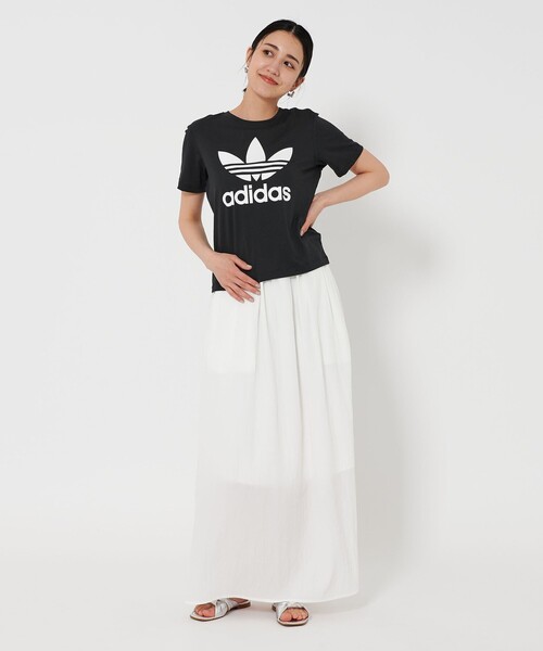 adidas Originals（アディダスオリジナルス）の「＜adidas Originals＞トレフォイル ボクシー Tシャツ（Tシャツ/カットソー・レディース・ホワイト/ブラック・S）」の9枚目の写真
