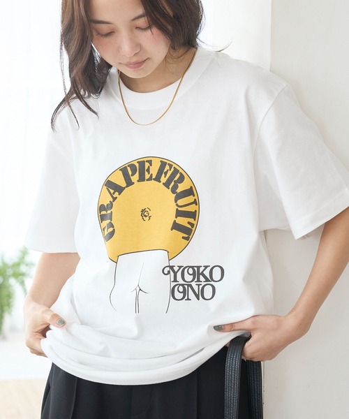 WORN FREE(ウォーンフリー)の「WORN FREE / ウォーンフリー| JOHN LENON GRAPEFRUIT TEE(Tシャツ/カットソー・レディース・イエロー/ホワイト・L/M/XL)」の4枚目の写真
