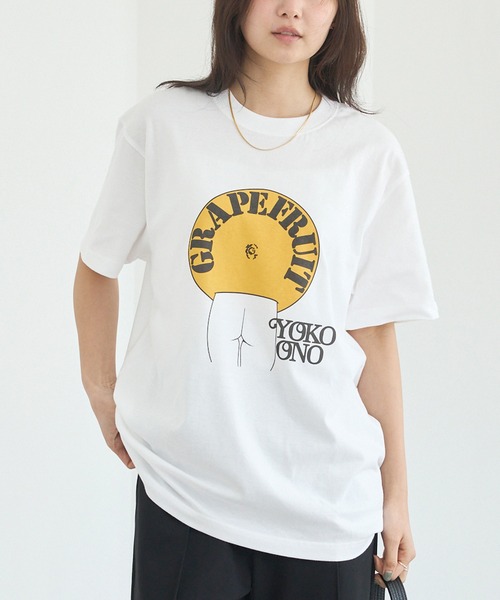 WORN FREE(ウォーンフリー)の「WORN FREE / ウォーンフリー| JOHN LENON GRAPEFRUIT TEE(Tシャツ/カットソー・レディース・イエロー/ホワイト・L/M/XL)」の6枚目の写真