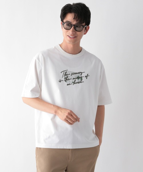 GLOBAL WORK（グローバルワーク）の「サラサラ快適DRYTシャツ/プリント/半袖/288117（Tシャツ/カットソー・メンズ・ホワイト/ホワイト系その他2/ブルー系その他4/ホワイト系その他3/チャコールグレー/ブラック/ホワイト系その他4/グリーン系その他5・MEDIUM/LARGE/3XL/X-SMALL/X-LARGE/SMALL/XX-LARGE）」の5枚目の写真