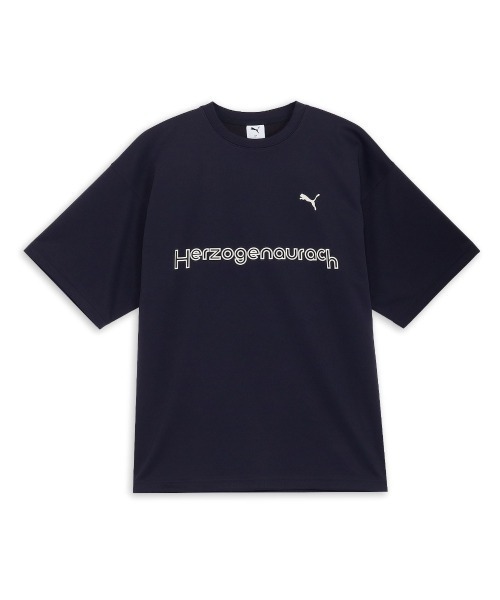 PUMA(プーマ)の「PUMA WARDROBE ESS+ GRAPHIC SS TEE(プーマ ワードローブ ESS+ グラフィック 半袖 Tシャツ)(Tシャツ/カットソー・メンズ・グレー系/ネイビー系・MEDIUM/X-LARGE/LARGE)」の1枚目の写真