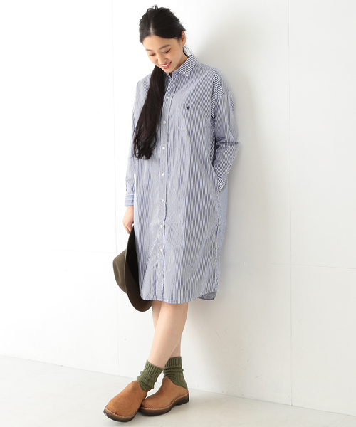 Ray BEAMS(レイビームス)の「GYMPHLEX / ストライプ シャツ ワンピース(ワンピース・レディース・ブルー/ネイビー・12/14)」の8枚目の写真